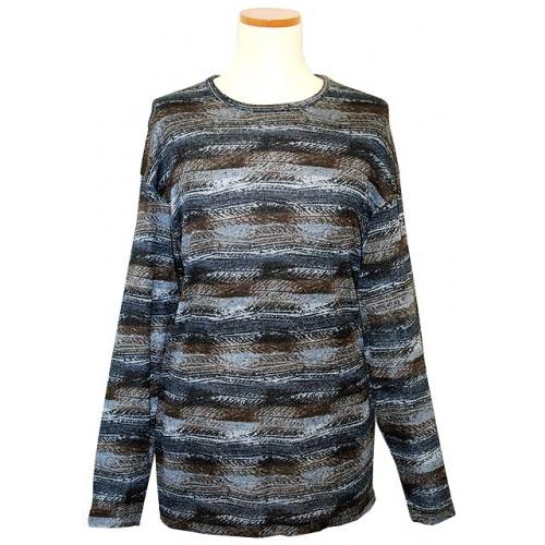 Creme De Silk Navy Blue/Cool Blue/Black Knitted Silk Blend Shirt 3453